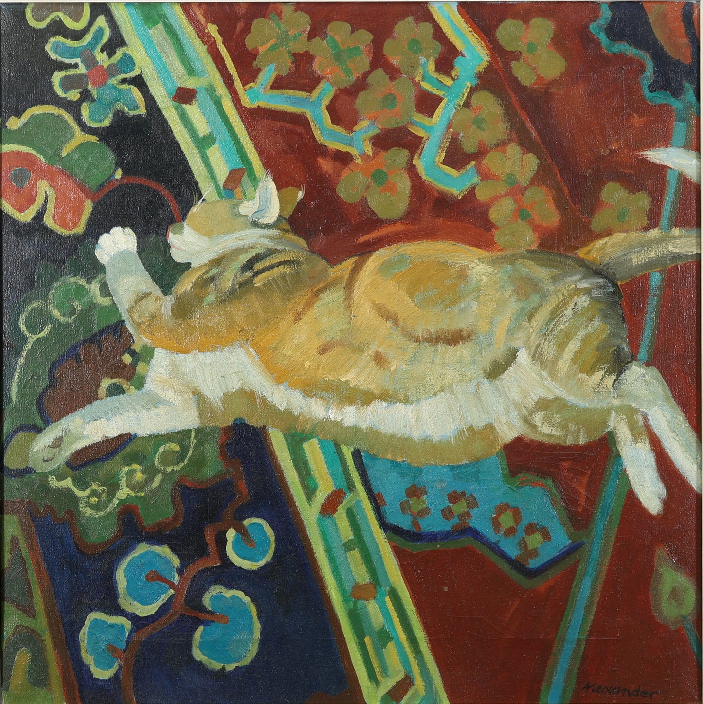 Alan Alexander - Ginger Cat on Patterned Rug