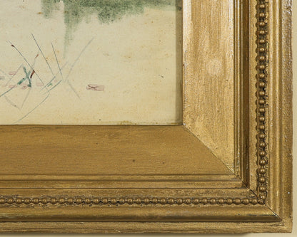 Sir Alfred East A.R.A. - Lake Study with Swans