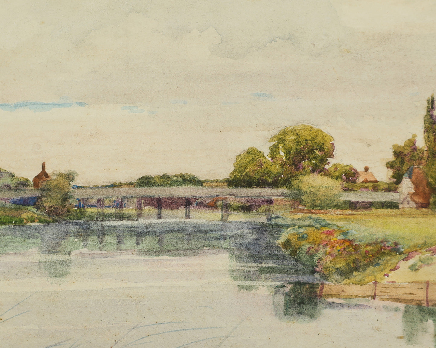 Sir Alfred East A.R.A. - Lake Study with Swans