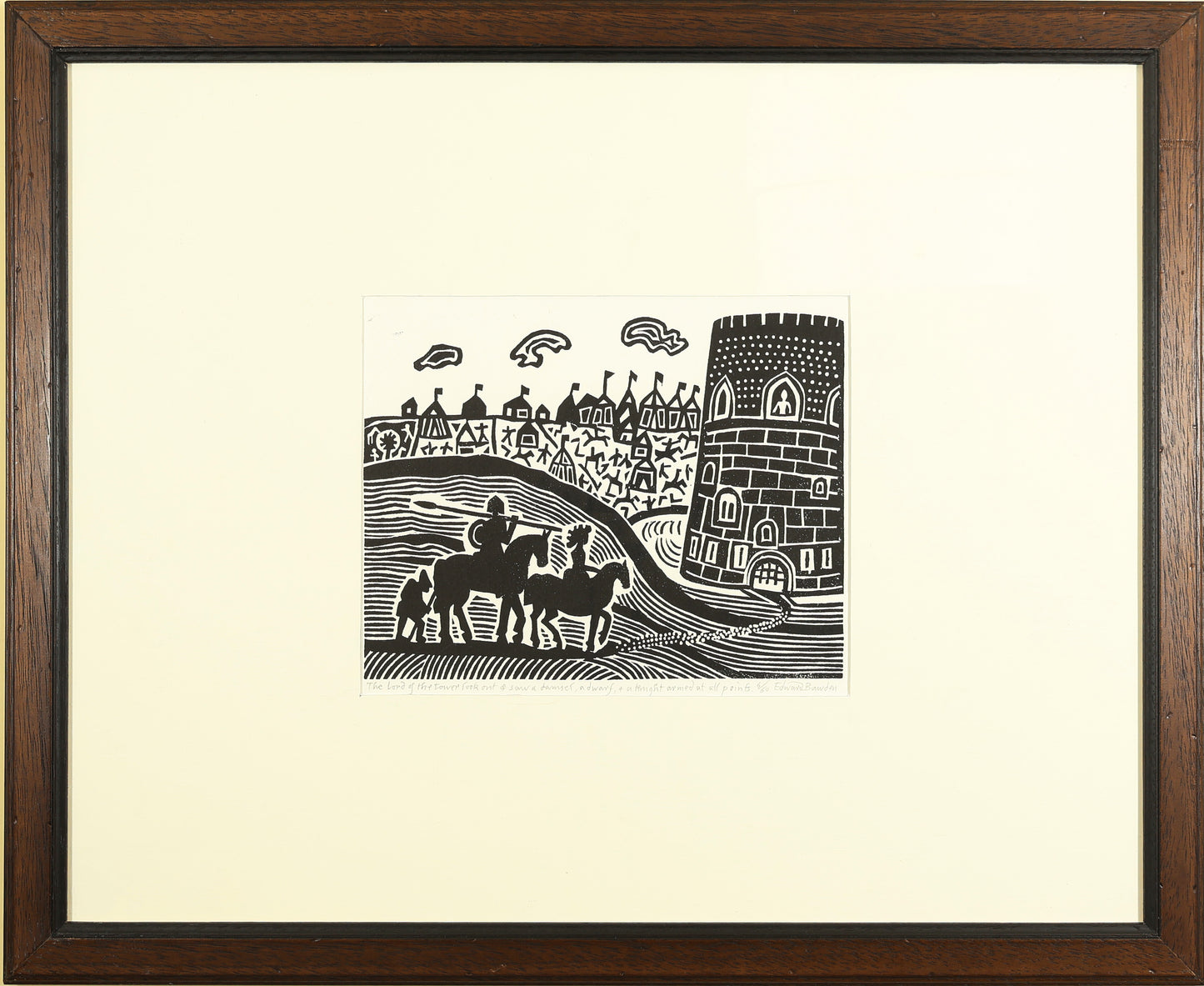 Edward Bawden - The Lord of the tower looked out and saw a damsel, a dwarf and a knight armed at all points