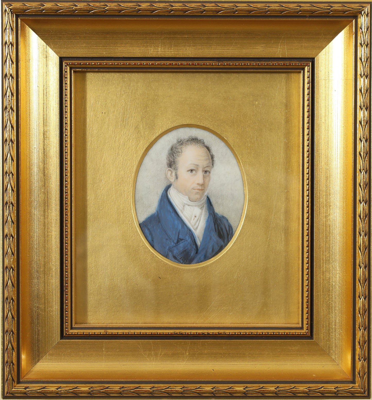Early 19th Century Portrait Miniature of a Gentleman in Blue Coat