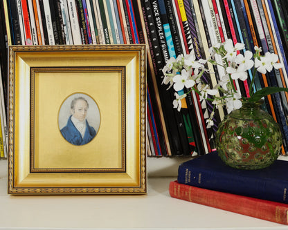 Early 19th Century Portrait Miniature of a Gentleman in Blue Coat