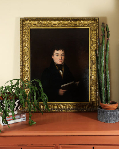 British School Portrait of a Young Gentleman with Book