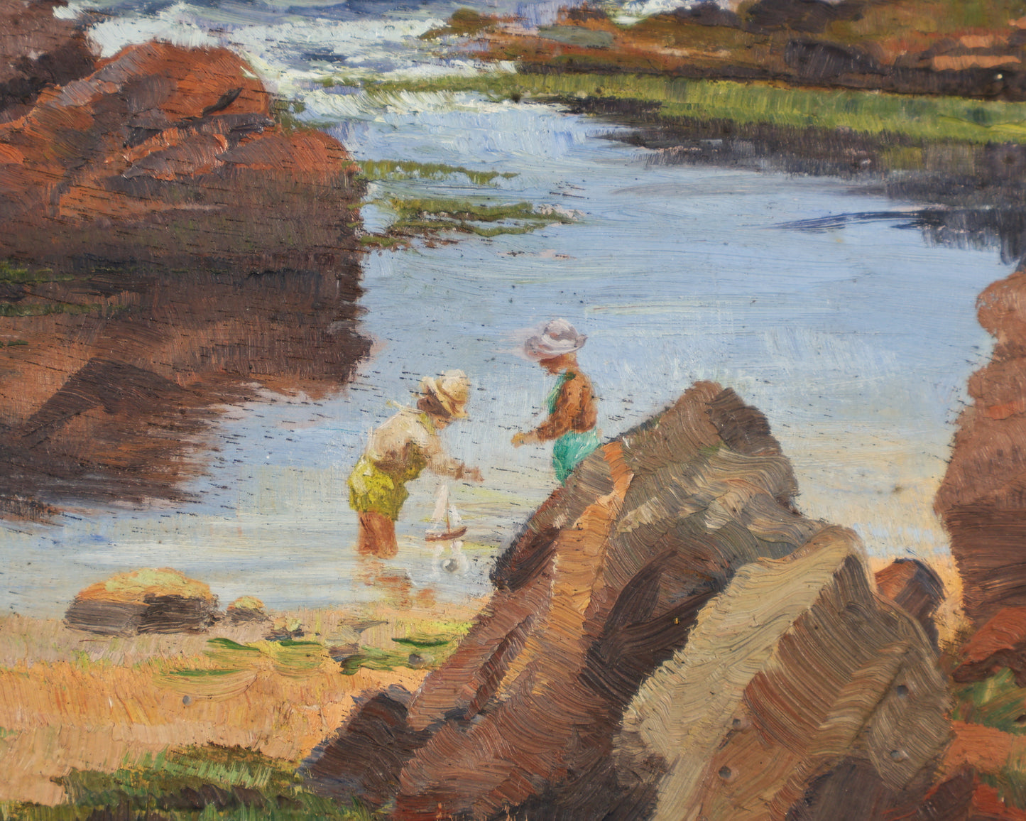 Scottish Coastal Cliff with Children Playing