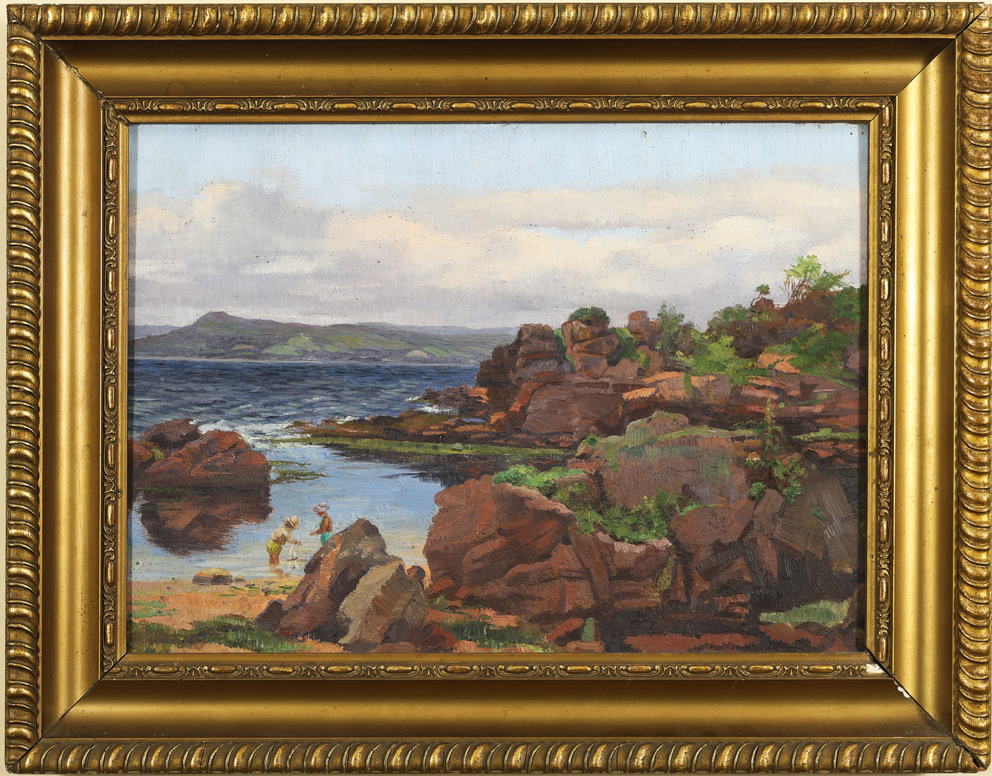 Scottish Coastal Cliff with Children Playing