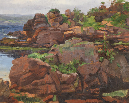 Scottish Coastal Cliff with Children Playing
