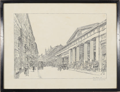 Hanslip Fletcher - Exeter, Queen Street Old Market (1948)