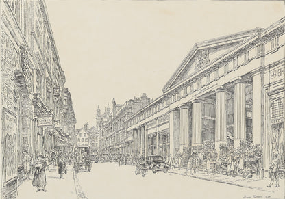 Hanslip Fletcher - Exeter, Queen Street Old Market (1948)