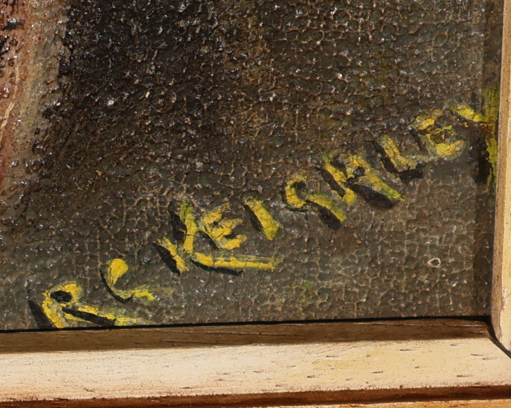 R. C. Keighley - Forsythia in a Blue Glass Decanter