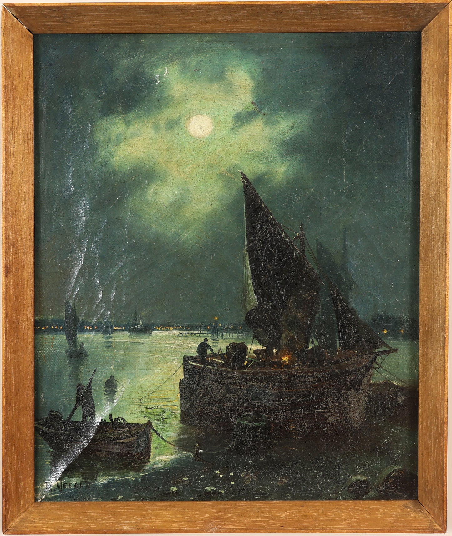 Walter Linsley Meegan, Moonlit Fishing Boats