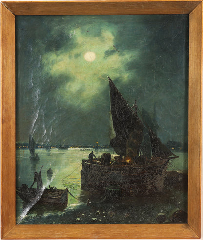 Walter Linsley Meegan, Moonlit Fishing Boats