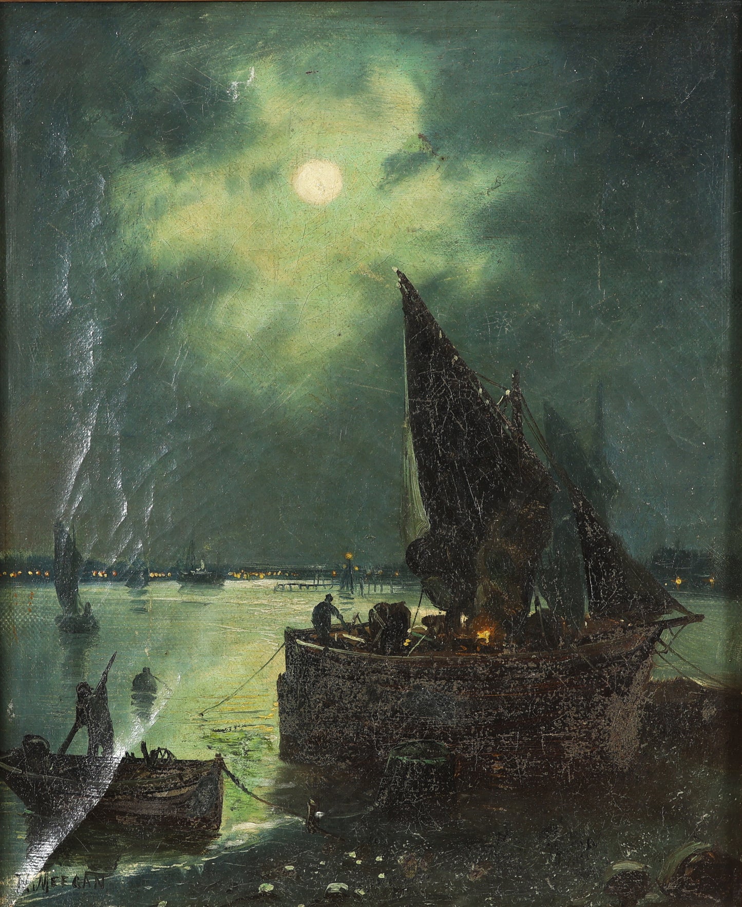 Walter Linsley Meegan, Moonlit Fishing Boats