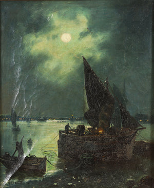 Walter Linsley Meegan, Moonlit Fishing Boats