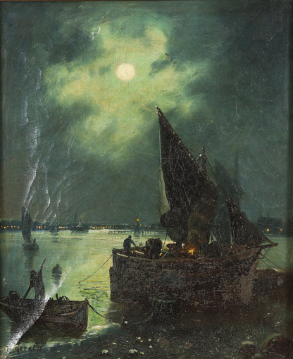 Walter Linsley Meegan, Moonlit Fishing Boats