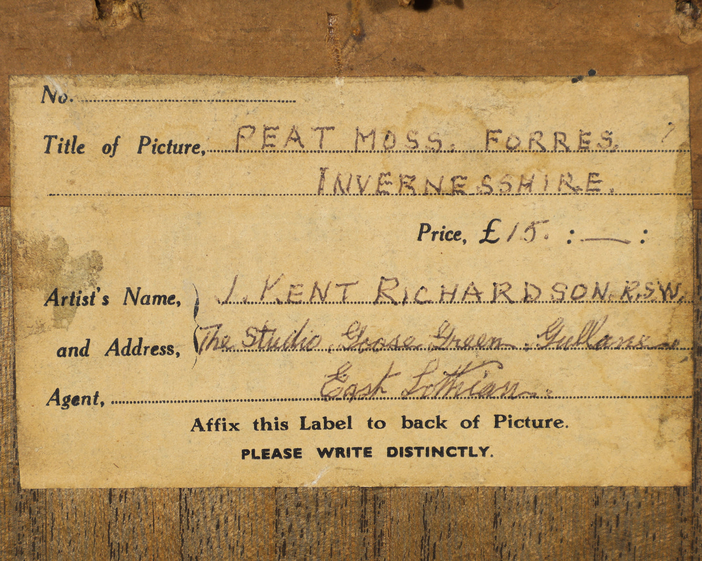 Joseph Kent Richardson RSW - Peat Moss, Forres, Invernesshire