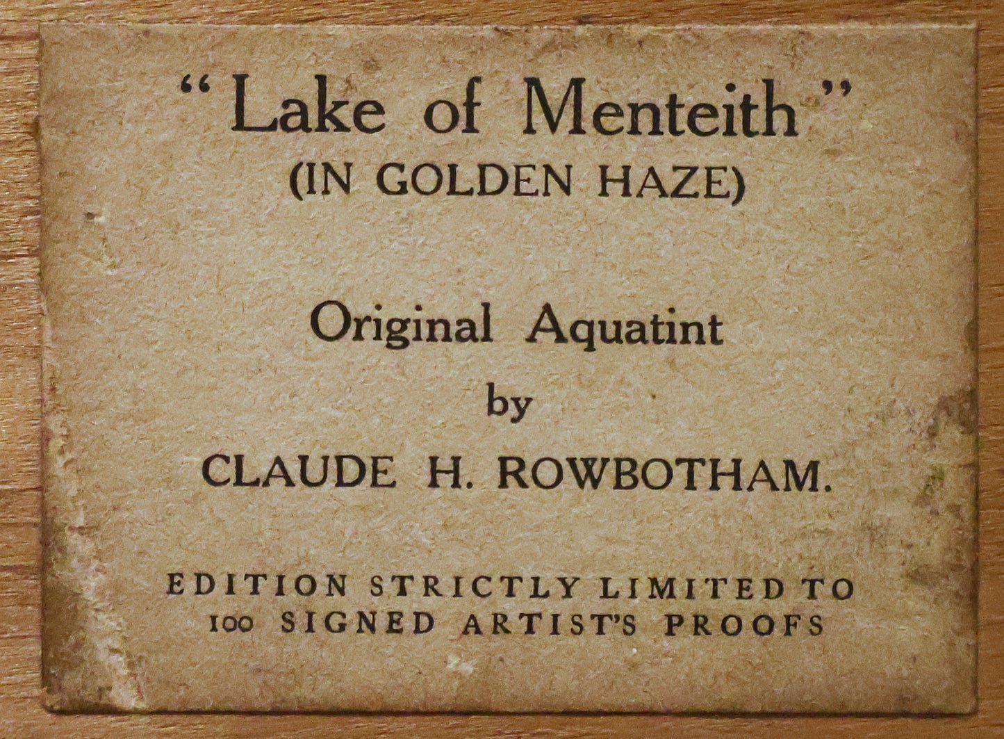Claude Rowbotham - Lake of Menteith (In Golden Haze)